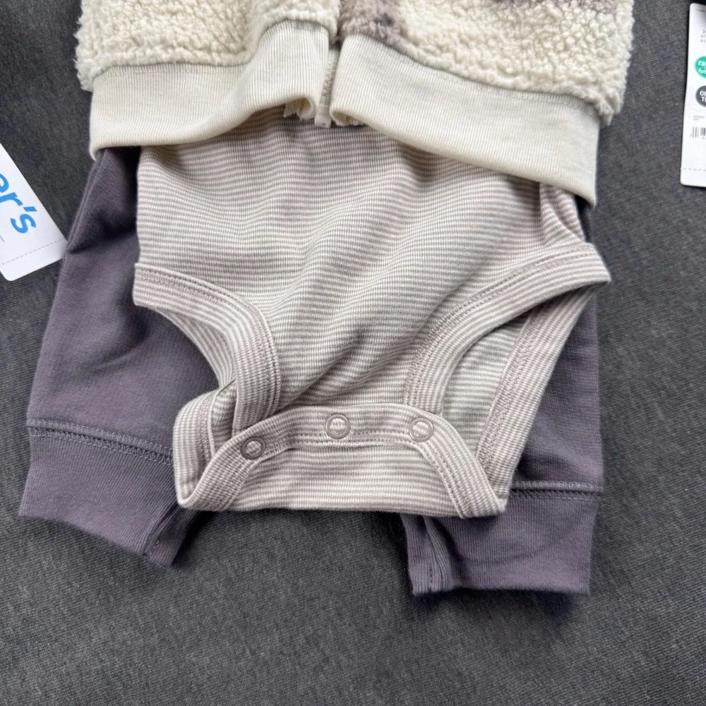 Carter's Child of Mine Baby Fleece Hoodie Bodysuit Pants 2 Set Bundle 0-3M 3-6M